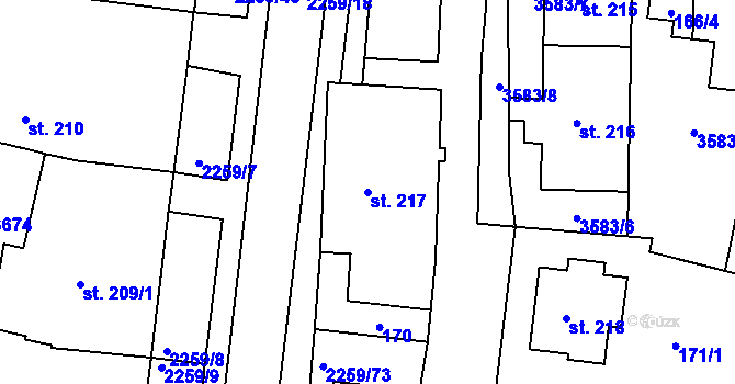 Parcela st. 217 v KÚ Havlíčkův Brod, Katastrální mapa