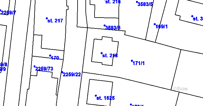 Parcela st. 218 v KÚ Havlíčkův Brod, Katastrální mapa