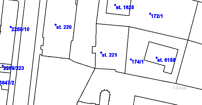 Parcela st. 221 v KÚ Havlíčkův Brod, Katastrální mapa