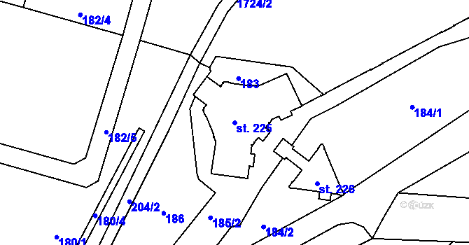 Parcela st. 225 v KÚ Havlíčkův Brod, Katastrální mapa