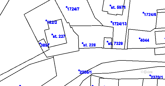 Parcela st. 228 v KÚ Havlíčkův Brod, Katastrální mapa
