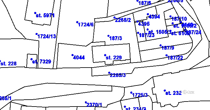 Parcela st. 229 v KÚ Havlíčkův Brod, Katastrální mapa