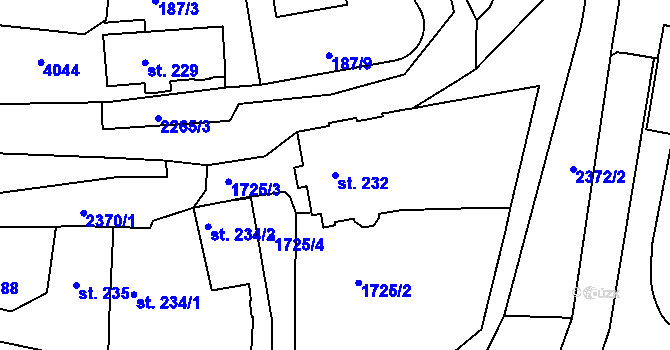 Parcela st. 232 v KÚ Havlíčkův Brod, Katastrální mapa