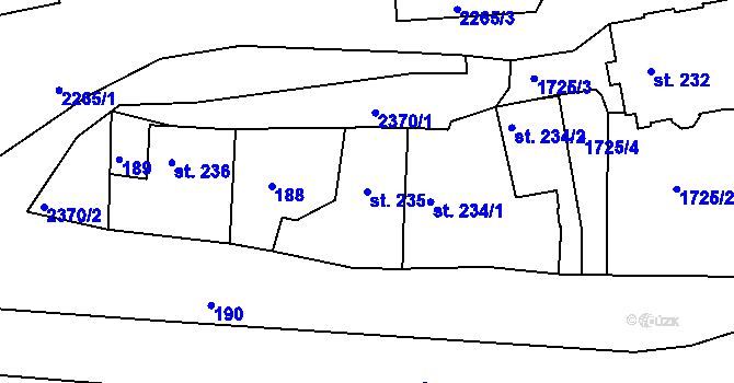 Parcela st. 235 v KÚ Havlíčkův Brod, Katastrální mapa