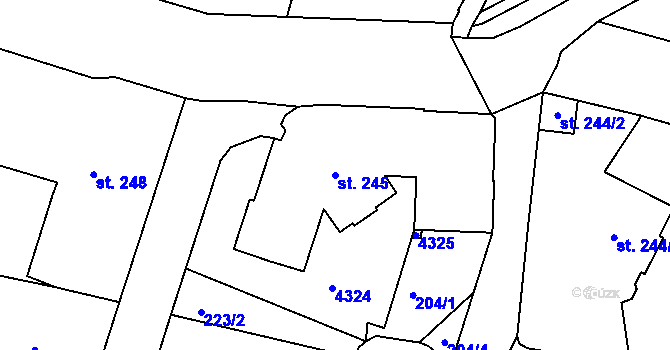 Parcela st. 245 v KÚ Havlíčkův Brod, Katastrální mapa