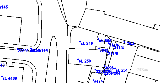 Parcela st. 249 v KÚ Havlíčkův Brod, Katastrální mapa