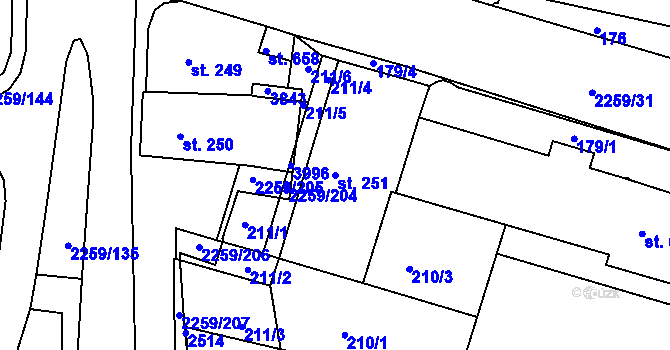 Parcela st. 251 v KÚ Havlíčkův Brod, Katastrální mapa