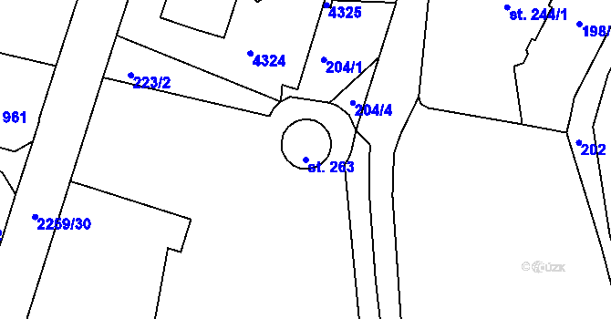 Parcela st. 263 v KÚ Havlíčkův Brod, Katastrální mapa
