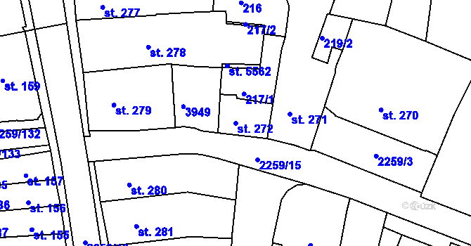 Parcela st. 272 v KÚ Havlíčkův Brod, Katastrální mapa