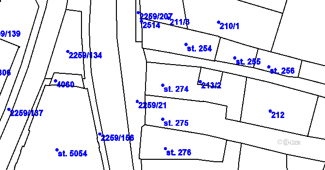 Parcela st. 274 v KÚ Havlíčkův Brod, Katastrální mapa