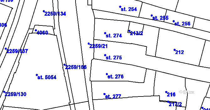 Parcela st. 275 v KÚ Havlíčkův Brod, Katastrální mapa