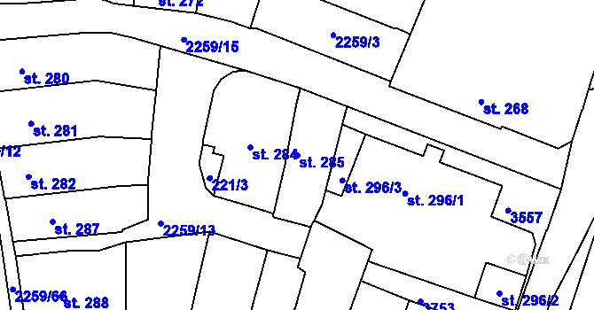 Parcela st. 285 v KÚ Havlíčkův Brod, Katastrální mapa