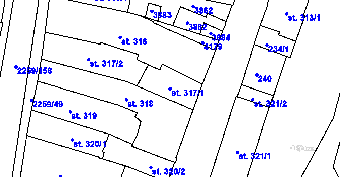 Parcela st. 317/1 v KÚ Havlíčkův Brod, Katastrální mapa