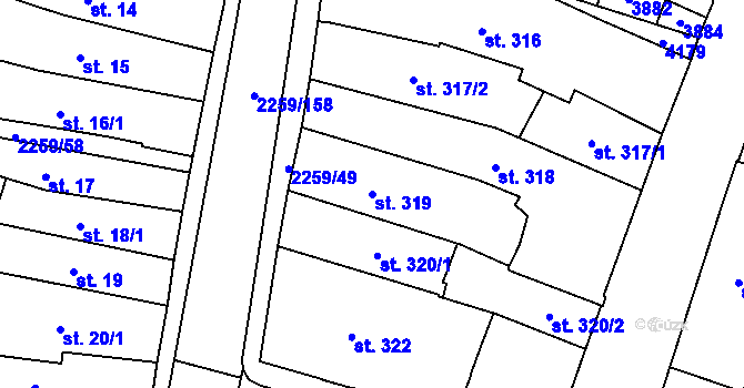 Parcela st. 319 v KÚ Havlíčkův Brod, Katastrální mapa