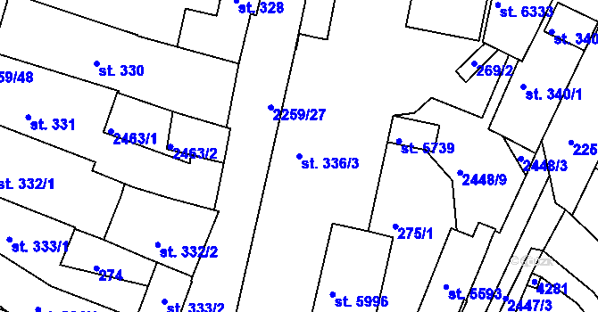 Parcela st. 336/3 v KÚ Havlíčkův Brod, Katastrální mapa