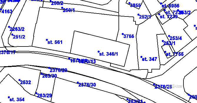 Parcela st. 346/1 v KÚ Havlíčkův Brod, Katastrální mapa