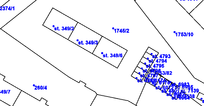 Parcela st. 349/6 v KÚ Havlíčkův Brod, Katastrální mapa