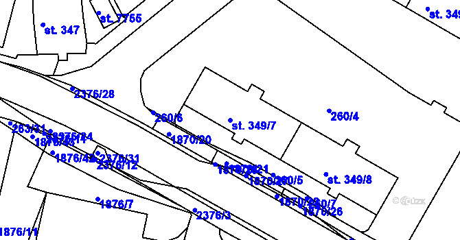 Parcela st. 349/7 v KÚ Havlíčkův Brod, Katastrální mapa