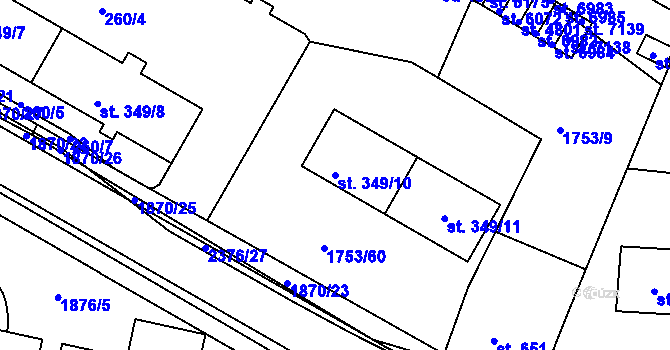 Parcela st. 349/10 v KÚ Havlíčkův Brod, Katastrální mapa