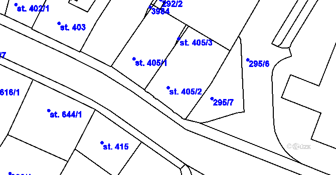 Parcela st. 405/2 v KÚ Havlíčkův Brod, Katastrální mapa