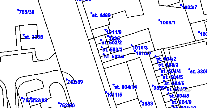 Parcela st. 503/4 v KÚ Havlíčkův Brod, Katastrální mapa