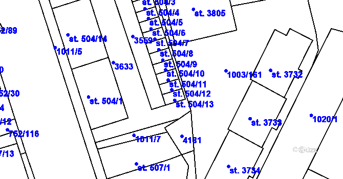 Parcela st. 504/12 v KÚ Havlíčkův Brod, Katastrální mapa