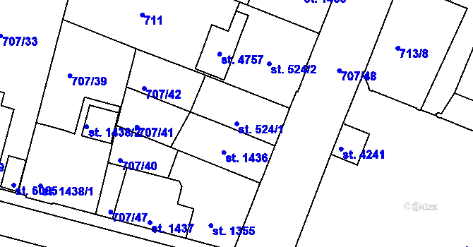 Parcela st. 524/1 v KÚ Havlíčkův Brod, Katastrální mapa