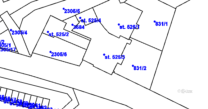Parcela st. 525/3 v KÚ Havlíčkův Brod, Katastrální mapa
