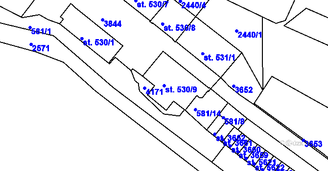Parcela st. 530/9 v KÚ Havlíčkův Brod, Katastrální mapa