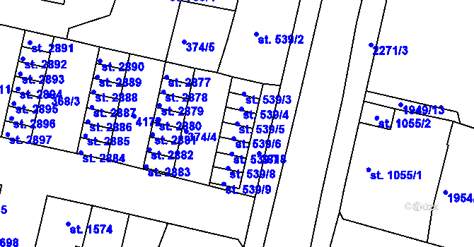 Parcela st. 539/5 v KÚ Havlíčkův Brod, Katastrální mapa