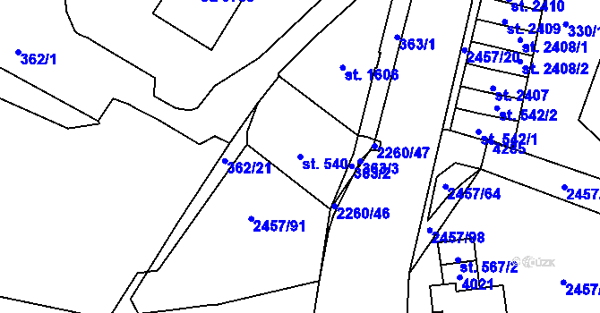 Parcela st. 540 v KÚ Havlíčkův Brod, Katastrální mapa