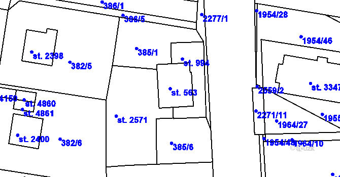Parcela st. 563 v KÚ Havlíčkův Brod, Katastrální mapa