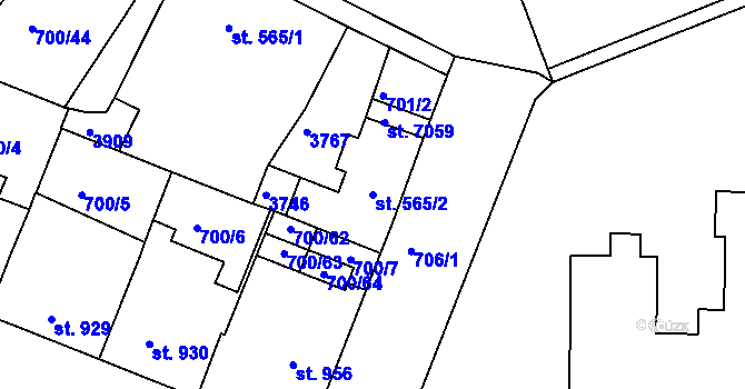 Parcela st. 565/2 v KÚ Havlíčkův Brod, Katastrální mapa