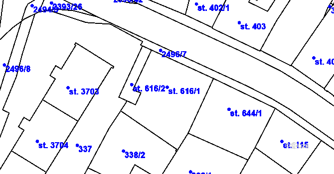Parcela st. 616/1 v KÚ Havlíčkův Brod, Katastrální mapa