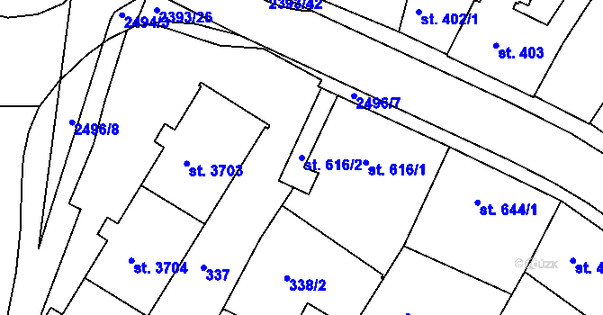 Parcela st. 616/2 v KÚ Havlíčkův Brod, Katastrální mapa