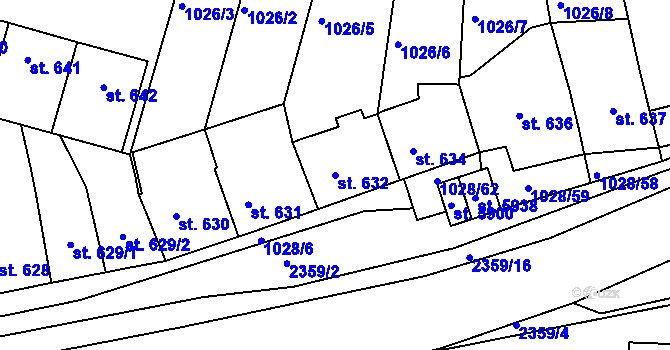 Parcela st. 632 v KÚ Havlíčkův Brod, Katastrální mapa