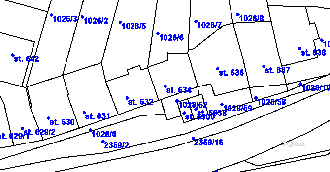 Parcela st. 634 v KÚ Havlíčkův Brod, Katastrální mapa