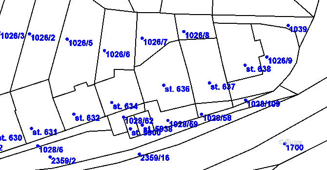 Parcela st. 636 v KÚ Havlíčkův Brod, Katastrální mapa