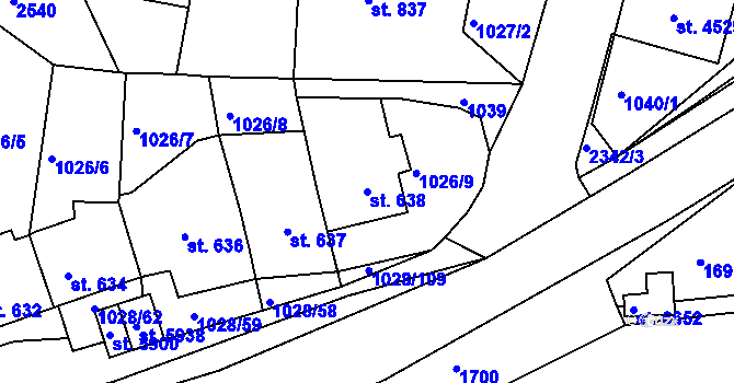 Parcela st. 638 v KÚ Havlíčkův Brod, Katastrální mapa