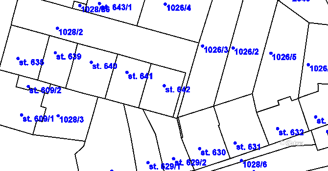 Parcela st. 642 v KÚ Havlíčkův Brod, Katastrální mapa