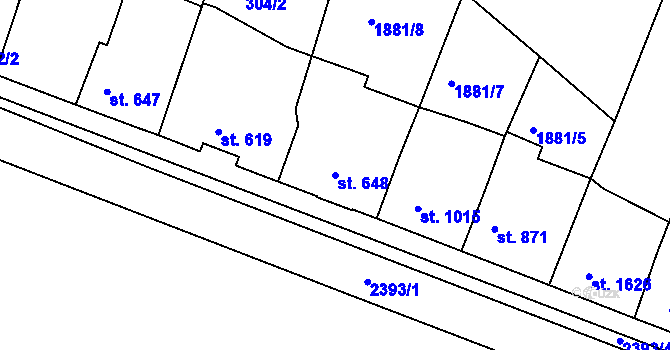 Parcela st. 648 v KÚ Havlíčkův Brod, Katastrální mapa