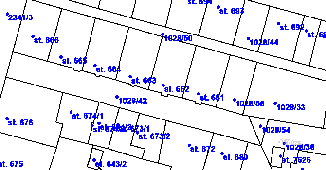 Parcela st. 662 v KÚ Havlíčkův Brod, Katastrální mapa