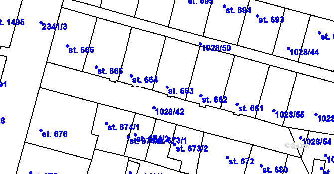 Parcela st. 663 v KÚ Havlíčkův Brod, Katastrální mapa