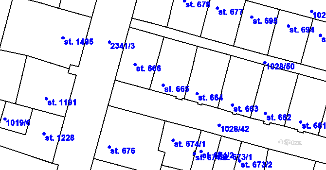 Parcela st. 665 v KÚ Havlíčkův Brod, Katastrální mapa