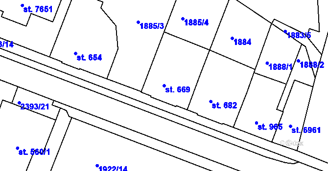 Parcela st. 669 v KÚ Havlíčkův Brod, Katastrální mapa
