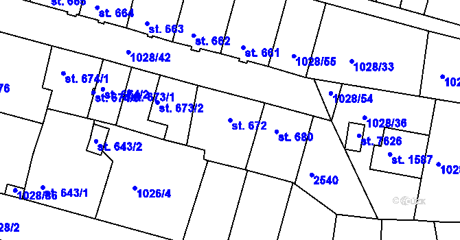 Parcela st. 672 v KÚ Havlíčkův Brod, Katastrální mapa