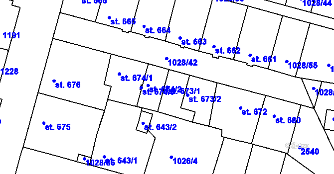 Parcela st. 673/1 v KÚ Havlíčkův Brod, Katastrální mapa