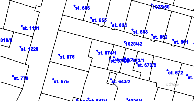 Parcela st. 674/1 v KÚ Havlíčkův Brod, Katastrální mapa