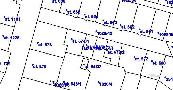 Parcela st. 674/2 v KÚ Havlíčkův Brod, Katastrální mapa