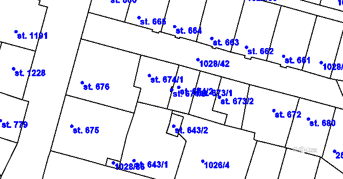 Parcela st. 674/3 v KÚ Havlíčkův Brod, Katastrální mapa
